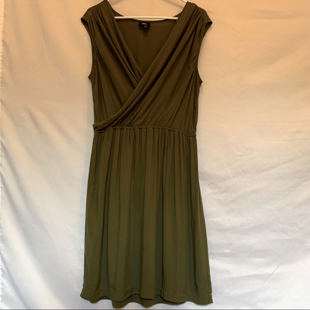 Olive green faux wrap dress